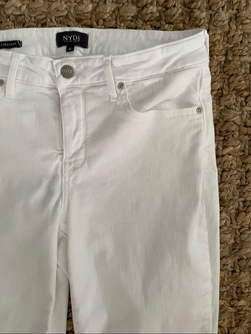 NYDJ Marilyn Straight Jeans Size 8 White Lift Tuck Stretch Denim - Picture 8 of 14